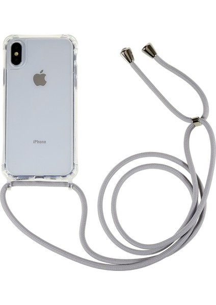 Apple iPhone Xs Için Max Shockproof Tpu+Akrilik Telefon Kapağı Ayarlanabilir Kirkar-Grey ile Şeffaf Kılıf (Yurt Dışından)