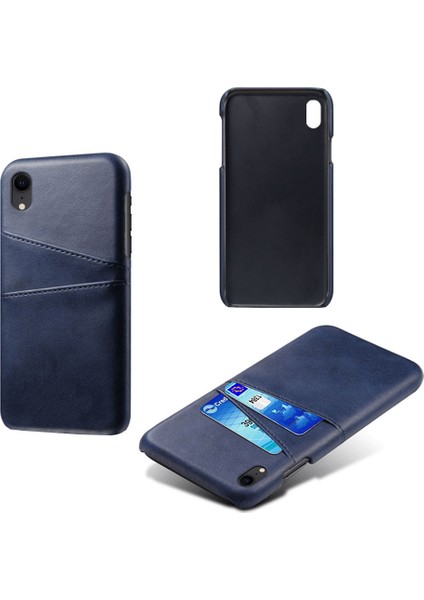Apple iPhone Xr-Blue Için Çift Kart Yuvaları Pu Deri Kaplı Pc Kılıfı (Yurt Dışından)