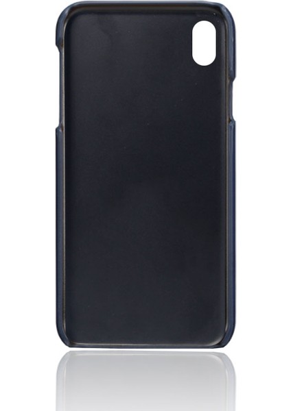 Apple iPhone Xr-Blue Için Çift Kart Yuvaları Pu Deri Kaplı Pc Kılıfı (Yurt Dışından)