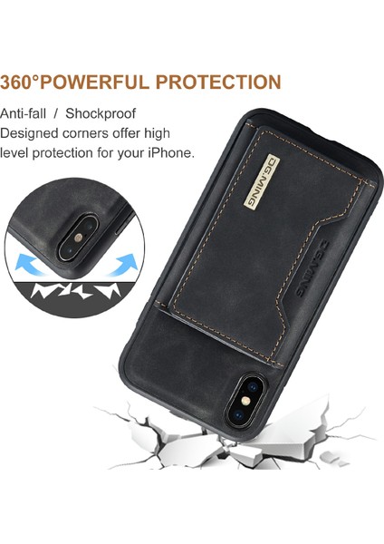 Apple iPhone Xs Için Max Telefon Kılıfı Manyetik Şok Geçirmez Cüzdan Tasarım Kickstand-Black ile Deri Kaplamalı Hibrit Kılıf (Yurt Dışından)