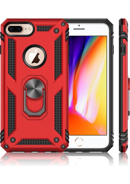 Hibrit Pc Tpu Kickstand Zırh Tarzı Telefon Kasası Apple iPhone 6 Plus/7 Plus/8 Plus-Red Için (Yurt Dışından) modelleri