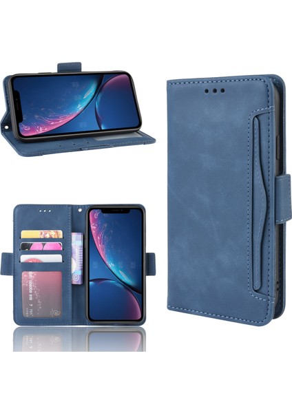 Pu Deri Telefon Kılıfı Kart Yuvası ile Kaplama Apple iPhone Xr-Blue Için Cüzdan Kapağı (Yurt Dışından)