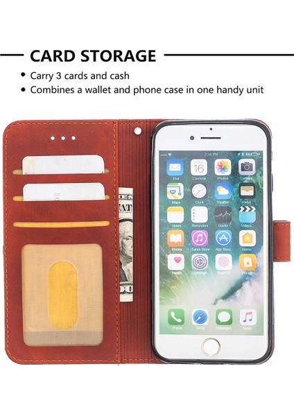 Geometrik Doku Cüzdan Apple iPhone Se /8/7 4.7- Turuncu Için Deri Kılıf (Yurt Dışından) modelleri