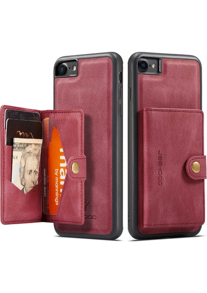 Apple iPhone 7/8 Söndürülebilir 2 Arada Deri Kaplamalı Tpu Telefon Kılıfı Cüzdan Kickstand-Red (Yurt Dışından) fiyatları