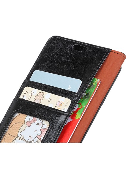 Apple iPhone Xr Şok Geçirmez Telefon Kasası Nappa Doku Split Deri Flip Folio Kapak Stand Cüzdan Black ile Koruyucu Telefon Kabuğu (Yurt Dışından)