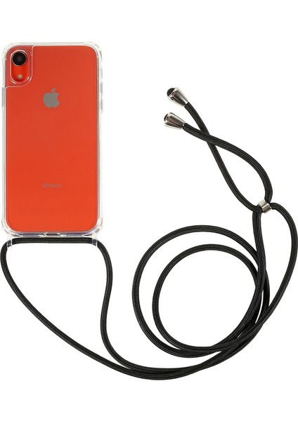 Apple iPhone Xr Için Geri Kılıf, Drop Koruma Clear Tpu+Akrilik Telefon Kapağı Lanyard-Black (Yurt Dışından)