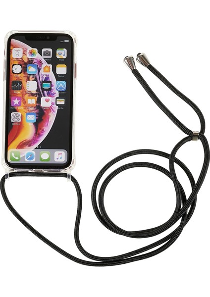 Apple iPhone Xr Için Geri Kılıf, Drop Koruma Clear Tpu+Akrilik Telefon Kapağı Lanyard-Black (Yurt Dışından)