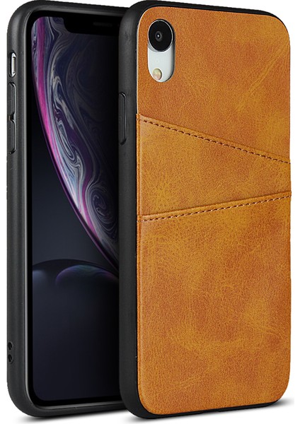 Pu Deri+Pc Telefon Kılıfı Çift Kart Yuvaları Apple iPhone Xr-Brown Için Kapak (Yurt Dışından)