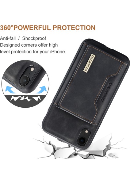 Apple iPhone Xr Çıkarılabilir 2 Arada 1 Manyetik Cüzdan Tasarım Telefon Hibrit Kılıf Kickstand Black ile (Yurt Dışından)