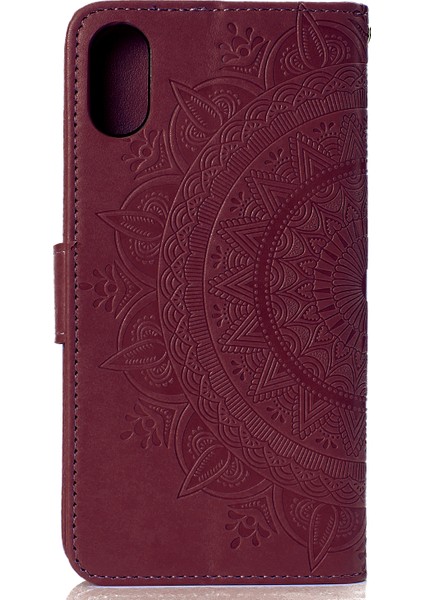 Apple iPhone Xr-Brown Için Baskılı Mandala Desen Cüzdan Deri Cep Telefonu Muhafazası (Yurt Dışından)