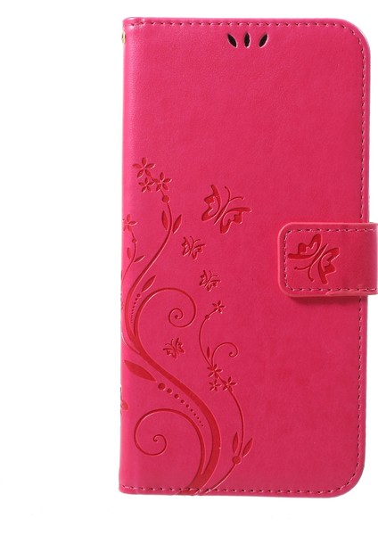 Apple iPhone Xs Max Baskı Için Kelebek Çiçek Stand Cüzdan Deri Kapağı Strap-Rose (Yurt Dışından)