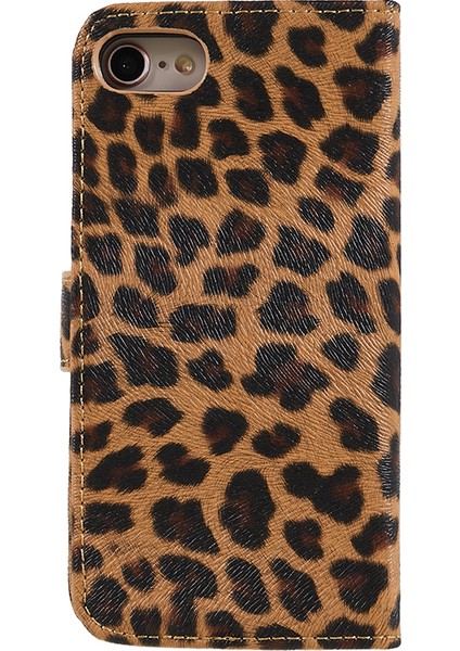 Leopar Desen Cüzdan Deri Standı Kapak Apple iPhone Se-Sarı (Yurt Dışından)