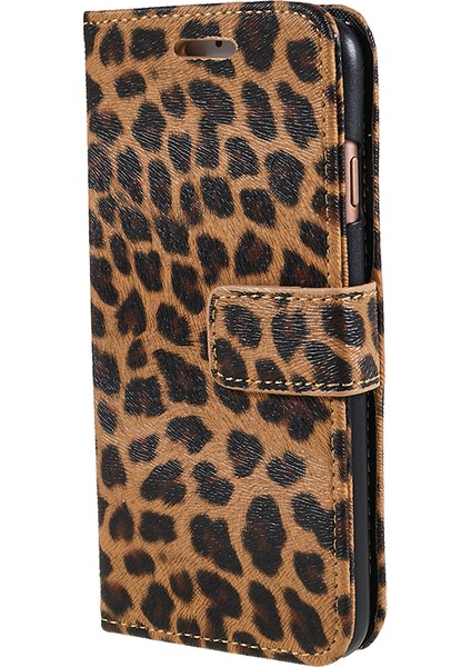Leopar Desen Cüzdan Deri Standı Kapak Apple iPhone Se-Sarı (Yurt Dışından) modelleri