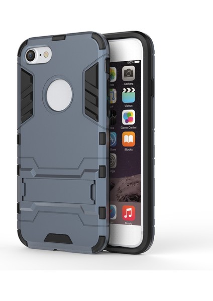 Apple iPhone Se-Dark Blue Için Kickstand ile Sağlam Pc+Tpu Hibrid Telefon Kılıfı (Yurt Dışından)