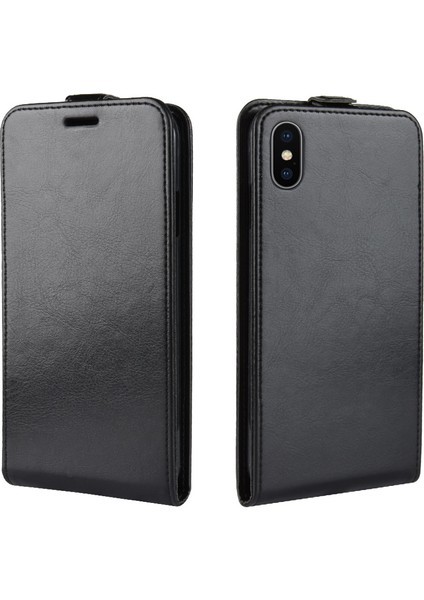 Apple iPhone Xr-Black Için Crazy Horse Dikey Flip Kartı Tutucu Deri Kılıf (Yurt Dışından)