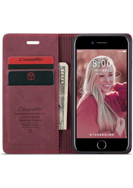 Apple iPhone Se-Wine Red Cüzdan Standı ile Pu Deri Cep Telefonu Kabuğu (Yurt Dışından) fiyatları