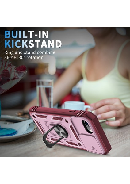 Ring Kickstand Hard Pc Geri+Yumuşak Tpu Edge Koruyucu Şok Geçirmez Kılıf Apple iPhone Se Için Kamera Kapağı (Yurt Dışından) fiyatları