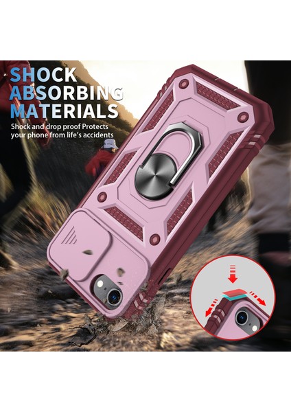 Ring Kickstand Hard Pc Geri+Yumuşak Tpu Edge Koruyucu Şok Geçirmez Kılıf Apple iPhone Se Için Kamera Kapağı (Yurt Dışından) modelleri