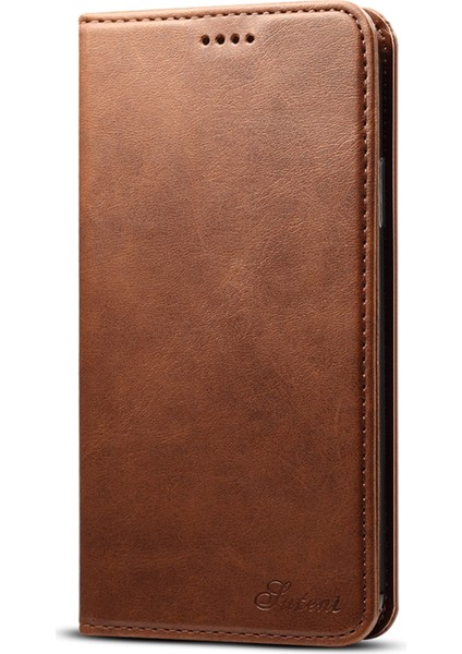 Apple iPhone Xr Için Kırılmaya Dayanıklı Dokulu Yüzey Folio Flip Manyetik Otomatik Kapanış Cüzdan Deri Kılıf Kapağı Stand Brown (Yurt Dışından)