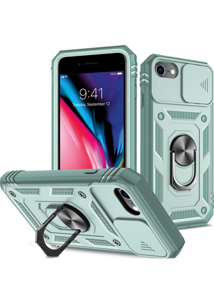 Ring Kickstand Hard Pc Geri+Yumuşak Tpu Edge Koruyucu Şok Geçirmez Kılıf Apple iPhone Se Için Kamera Kapağı (Yurt Dışından)