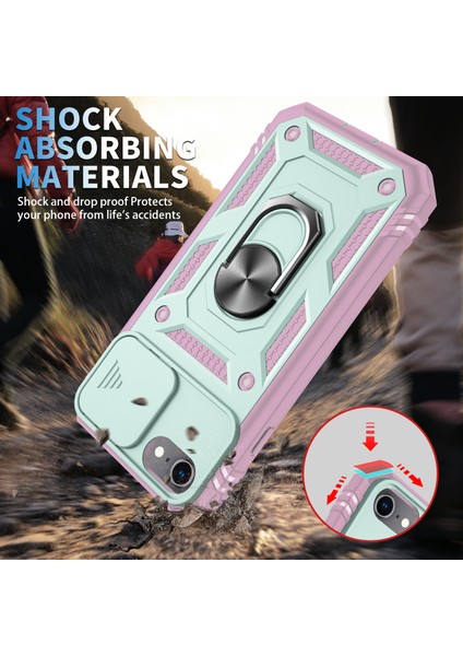 Apple iPhone Se Se Ring Kickstand Hard Pc Back+Yumuşak Tpu Edge Kamera Kapağı ile Koruyucu Şok Geçirmez Kılıf (Yurt Dışından)