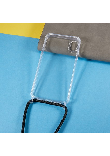 Apple iPhone Xr Için Geri Kılıf, Drop Koruma Clear Tpu+Akrilik Telefon Kapağı Lanyard-Black (Yurt Dışından)