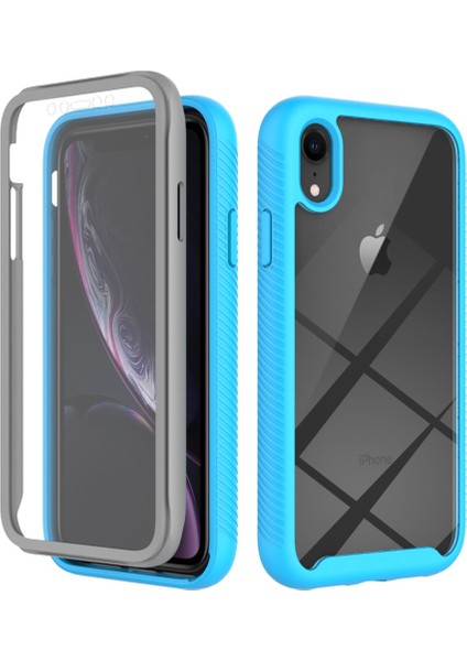 Apple iPhone Xr Için 3'ü 1 Arada Karaklama Anti Telefon Kılıfı Sabit Pc+Yumuşak Tpu Damla Geçirmez Cep Telefonu Hibrit Kapak Evcil Hayvan Ekranı Koruyucusu-Baby Blue (Yurt Dışından)