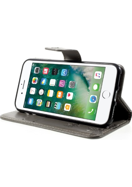 Kelebek Çiçek Manyetik Cüzdan Pu Deri Stand Kabuğu Apple iPhone Se-Grey (Yurt Dışından) fırsatları