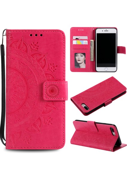 Iptal 8/7 Plus-Rose Için Çiçek Deri Cüzdan Telefon Kapağı (Yurt Dışından)