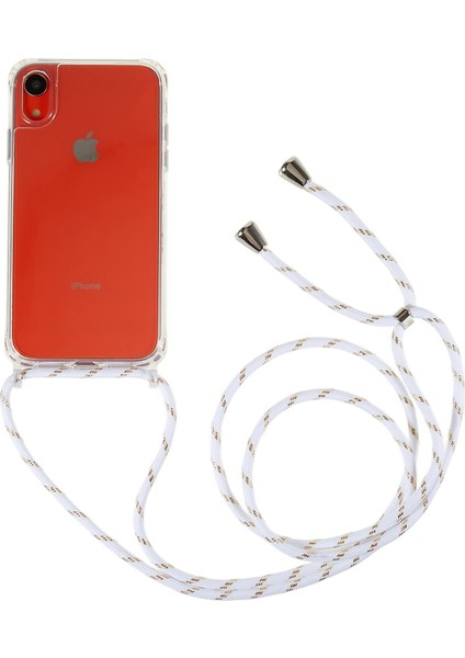 Apple iPhone Xr Için Geri Kılıf, Bırak Koruması Clear Tpu+Akrilik Telefon Kapağı Lanyard-White ile (Yurt Dışından)