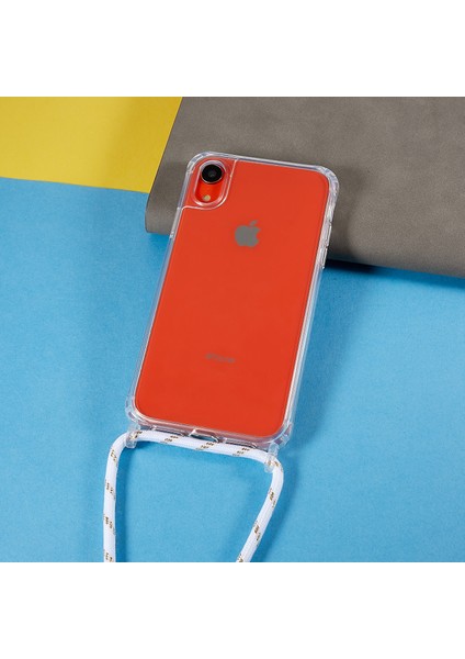 Apple iPhone Xr Için Geri Kılıf, Bırak Koruması Clear Tpu+Akrilik Telefon Kapağı Lanyard-White ile (Yurt Dışından)
