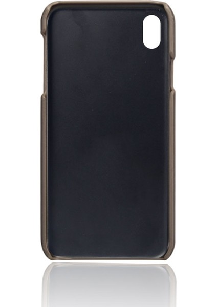 Apple iPhone Xr-Grey Için Çift Kart Yuvaları Pu Deri Kaplı Pc Kılıfı (Yurt Dışından)