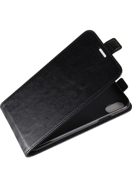 Apple iPhone X/xs-Black Için Çılgın At Doku Dikey Flip Deri Kapak (Yurt Dışından)