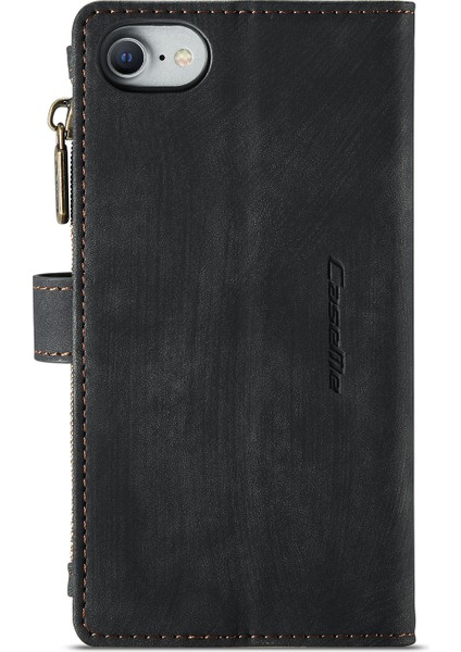 Birden Çok Kart Yuvası Pu Deri Standı Cüzdan Kasa Koruyucusu Apple iPhone Se-Black (Yurt Dışından)
