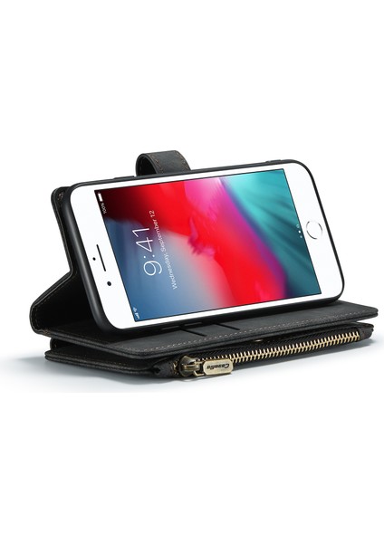 Birden Çok Kart Yuvası Pu Deri Standı Cüzdan Kasa Koruyucusu Apple iPhone Se-Black (Yurt Dışından)