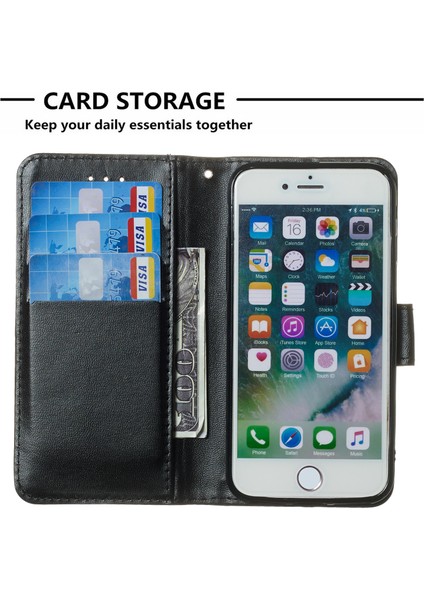 Apple iPhone Se-Black Için Cüzdan Deri Stand Mobil Telefon Kılıfı (Yurt Dışından)