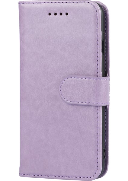 Damla Geçirmez R61 Doku Dikiş Pu Deri Deri Cüzdan Mobil Kapak Kabuğu Apple iPhone Se-Purple (Yurt Dışından)
