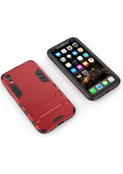 Apple iPhone Xr-Red Için Kickstand ile Serin Koruma Plastik Tpu Hibrit Cep Telefonu Kılıfı (Yurt Dışından)
