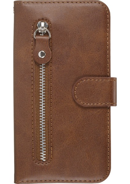 Fermuarlı Cep Cüzdanı Apple iPhone 8 Plus/7 Plus-Brown Için Flip Deri Koruyucu Kılıf (Yurt Dışından) modelleri