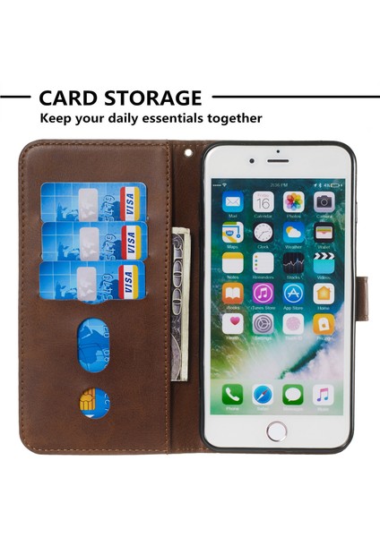Fermuarlı Cep Cüzdanı Apple iPhone 8 Plus/7 Plus-Brown Için Flip Deri Koruyucu Kılıf (Yurt Dışından) fırsatları