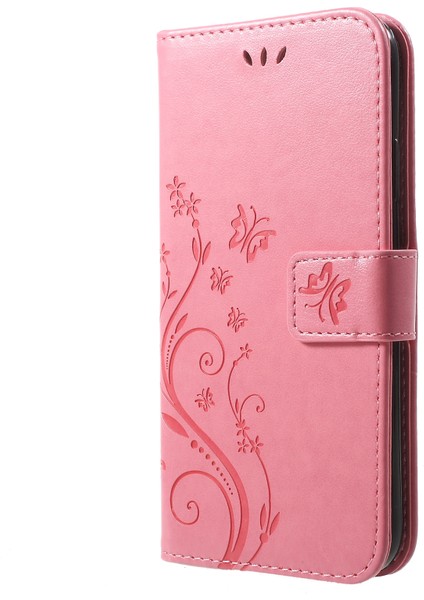 Kelebek Çiçek Standı Cüzdan Deri Kapak Kabuğu Apple iPhone Xr-Pink Için (Yurt Dışından)