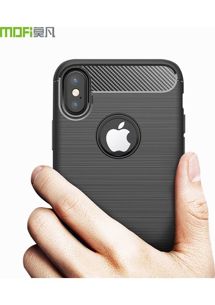 Mofı Karbon Fiber Doku Fırçalanmış Yumuşak Tpu Apple iPhone Xs/x-Black Için (Yurt Dışından)