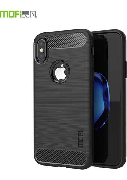 Mofı Karbon Fiber Doku Fırçalanmış Yumuşak Tpu Apple iPhone Xs/x-Black Için (Yurt Dışından)