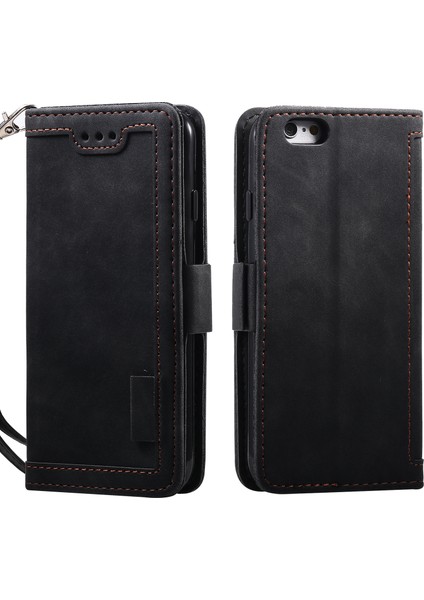 Retro Ekleme Pu Deri Cüzdan Apple iPhone Se-Black Için Manyetik Telefon Kapağı (Yurt Dışından) modelleri