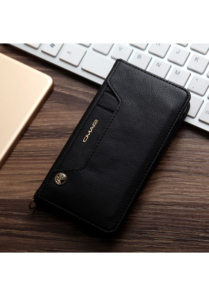 Cmaı2 Litchi Tahıl Otomatik Absorbed Deri Cüzdan Stand Kılıfı Apple iPhone Se (2020)/SE-BLACK (Yurt Dışından)