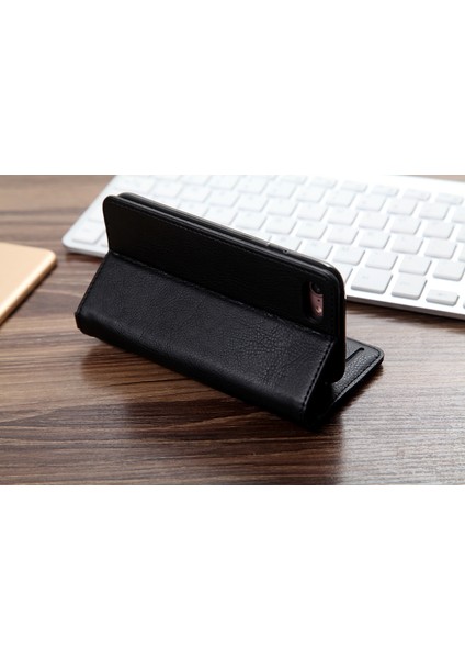 Cmaı2 Litchi Tahıl Otomatik Absorbed Deri Cüzdan Stand Kılıfı Apple iPhone Se (2020)/SE-BLACK (Yurt Dışından)