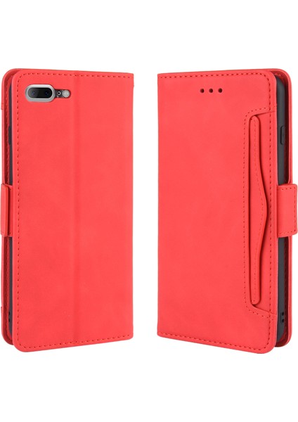 Cüzdan Stand Flip Deri Kılıfı Apple iPhone 8 Plus/7 Plus-Red Için Birden Fazla Kart Yuvası (Yurt Dışından) fırsatları