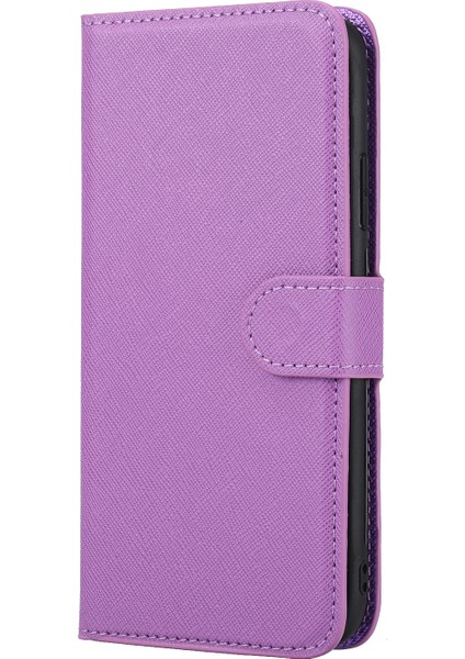 Çapraz Doku Cep Telefonu Deri Cüzdan Kılıfı+Apple iPhone Xr-Purple Için Çıkarılabilir Tpu Arka Kabuk (Yurt Dışından)