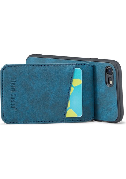 Fierre Shann Için Apple Iphonecard Tutucu Telefon Vaka Kickstand Pu Deri+Tpu Kapak-Mavi (Yurt Dışından) modelleri