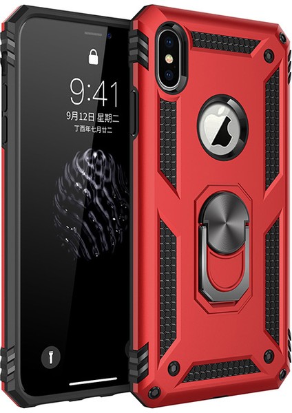 Zırh Pc Tpu Hibrid Telefon Iphayı Ile Kıckstand Ile Kıck Xs Max-Red (Yurt Dışından)